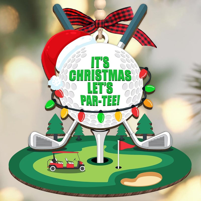 HEXMOZ Golf Christmas Ornaments 2025 - Christmas Golf Gifts for Men - Golfing Gifts for Golfers, Players, Fans - Cool Sports Present Ideas, Holiday Tree Decorations - Wood Xmas Ornaments - Image 1
